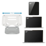 Kannettavan tietokoneen alusta LAPTOP STAND, hopea, leveys 27 cm, sopii 10–17 tuuman laitteille, valmistaja hjh OFFICE