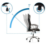Selkänojan säädösmekanismi 90° kallistuskulmalla ARIA HIGH Home Office -toimistotuolissa, valmistaja hjh OFFICE