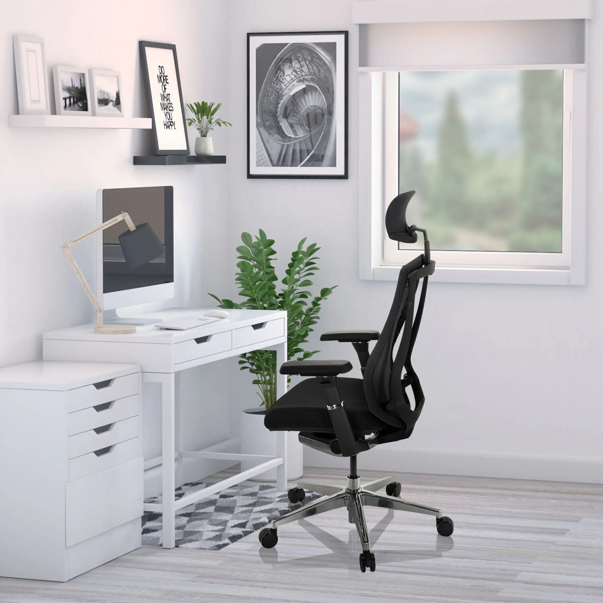 Musta High End -toimistotuoli INSPERO niskatuella ja käsinojilla, valmistaja hjh OFFICE