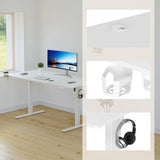 Johdonohjaus, mukiteline ja kuuloketeline Worktime-työpöydässä valkoisena, valmistaja hjh OFFICE