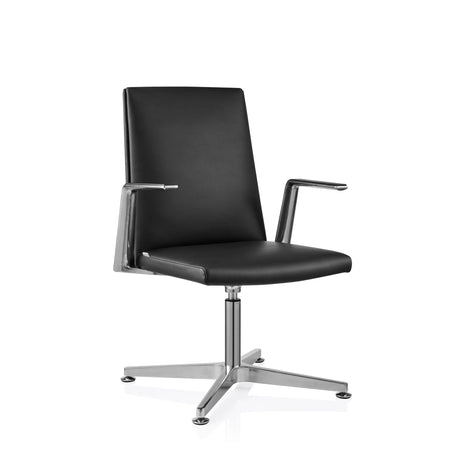 Musta vierailijan tuoli AMBASSADO V kiiltävällä metallirungolla ja käsinojilla, valmistaja hjh OFFICE