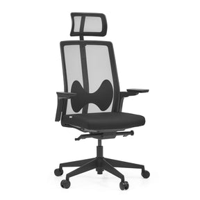 Musta Ammattitason toimistotuoli ARCEO B verkkoselkänojalla, niskatuella ja käsinojilla, valmistaja hjh OFFICE