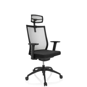 Musta Ammattitason toimistotuoli ASPEN PRO verkkoselkänojalla ja niskatuella, valmistaja hjh OFFICE