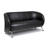 Schwarzes Loungesofa ST. LUCIA als Dreisitzer mit glänzenden Metallfüßen von hjh OFFICE – 360-Grad-Ansicht (Rückenansicht 180°)