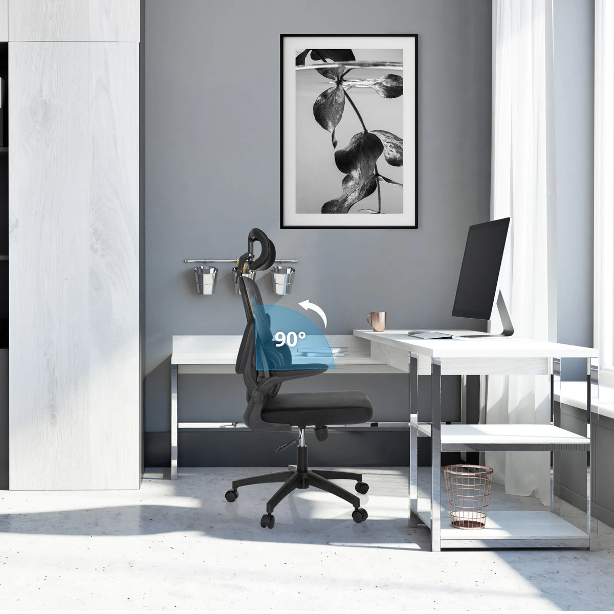 Home Office -toimistotuoli ERGOMY FLEX-tuolin 90 asteen kääntötoiminto, väri musta, valmistaja MyBuero