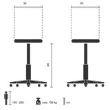 Bistrojakkarat VANTAGGIO tekninen piirustus, istuinosan leveys 30 cm, valmistaja hjh OFFICE