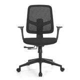 Musta Home Office -toimistotuoli Malio verkkoselkänojalla ja viisipyöräisellä jalustalla, valmistaja hjh OFFICE – 360 asteen näkymä (etunäkymä 0°)