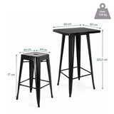 Vantaggio Set-baaripöytäryhmän mittoja, pöydän koko 60 × 60 cm ja korkeus 103,5 cm, valmistaja hjh OFFICE