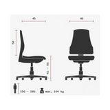 Technische Zeichnung des Homeoffice-Bürostuhls WELLPOINT 10 mit einer Breite von 46 cm von Topstar