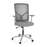 Harmaa Home Office -toimistotuoli BRETON BASE W verkkoselkänojalla ja viisijalkaisella pyörätuella, valmistaja hjh OFFICE – 360 asteen näkymä (etunäkymä 20°)