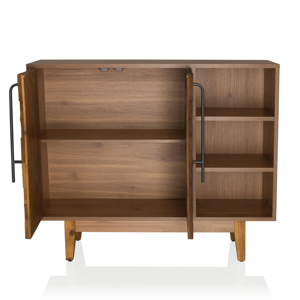 Lipaston SANTJAGO WOOD L avoin hyllykkö tummassa puukuosissa, valmistaja hjh LIVING