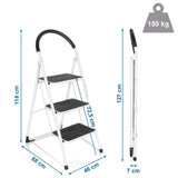 Mittaustiedot: Taitettavat tikkaat SOLID W2, korkeus 118 cm ja kantavuus 150 kg, valmistaja hjh OFFICE