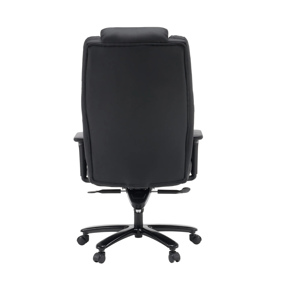 XXL Pullmann Gen2-pyörivän tuolin takanäkymä mustassa keinonahassa viidellä kaksoispyörällä, valmistaja hjh OFFICE