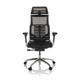 Musta High End -toimistotuoli POFIT GEN2 verkkoselkänojan ja viisipisteisen rullanjalustan kanssa, valmistaja hjh OFFICE – 360 asteen näkymä (etunäkymä 0°)