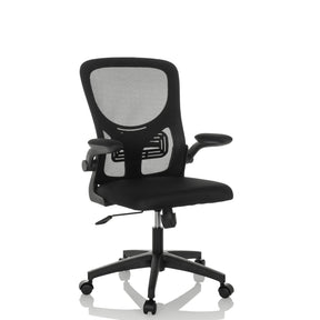 Home Office -toimistotuoli BELIO mustalla verkkoverhoilulla ja käsinojilla, valmistaja hjh OFFICE