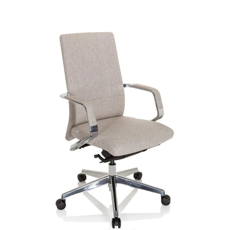 Ammattitason toimistotuoli BESSONA beige kangasverhoilulla ja kiiltävillä alumiinikäsitukilla, valmistaja hjh OFFICE