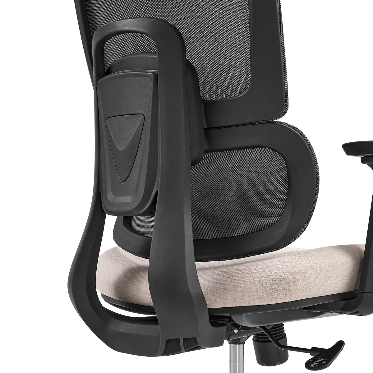 Rückseite der Rückenlehne mit Netzstoff des Profi-Bürostuhls Ergomy Pro von hjh OFFICE