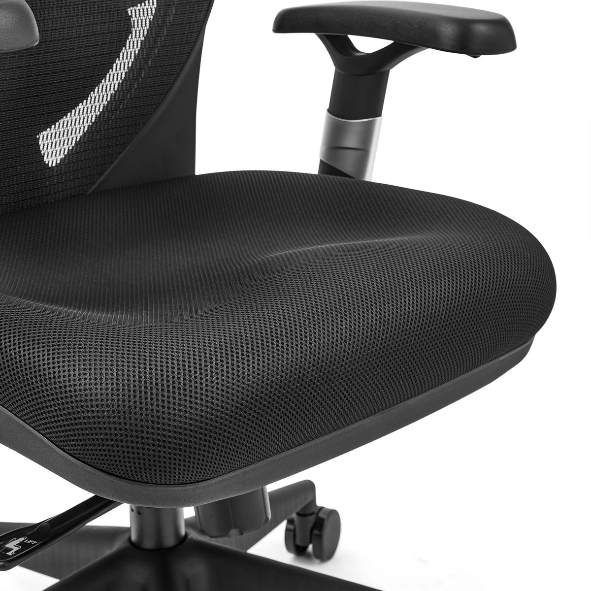 High End -toimistotuolin VENUS BASE musta punottu istuinosa, valmistaja hjh OFFICE
