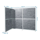 Väliseinä Flexmiut Modul L mittojen piirustus, 193,5 × 167,3 cm harmaa, valmistaja hjh OFFICE