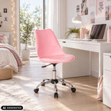 Vaaleanpunainen Home Office -toimistotuoli FANCY PRO, jossa on kiiltävä metallinen tähtijalka, valmistaja hjh OFFICE