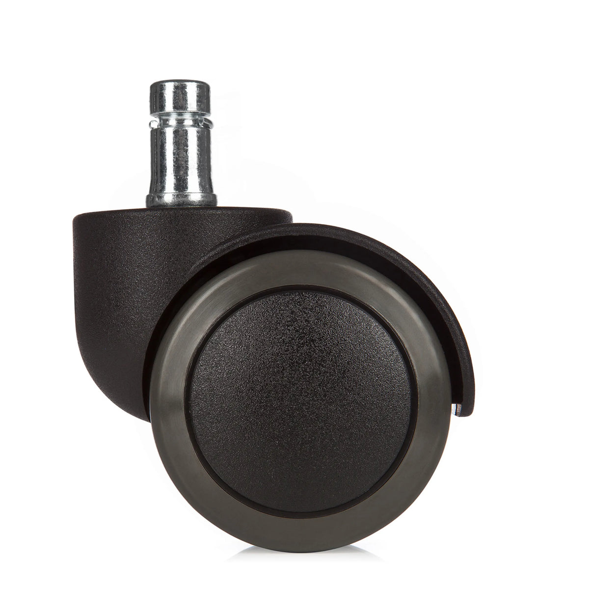 Musta tuolin rulla 5x ROLO No-Noise 11mm/50mm koville lattioille metallitapilla, valmistaja hjh OFFICE