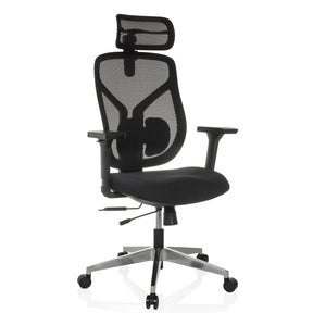 High End -toimistotuoli CASSILIS B mustalla verkkoverhoilulla ja niskatuella, valmistaja hjh OFFICE