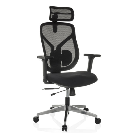 High End -toimistotuoli CASSILIS B mustalla verkkoverhoilulla ja niskatuella, valmistaja hjh OFFICE