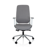 Grauer Profi-Bürostuhl CHIARO T4 WHITE mit Armlehnen und einem Fußkreuz mit fünf Rollen von hjh OFFICE – 360-Grad-Ansicht (Frontansicht 0°)