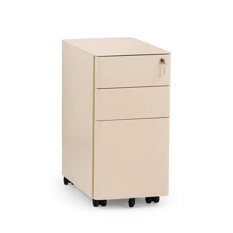 Beige metallinen Rullalaatikosto COLOR I kolmella laatikolla ja pyörillä, valmistaja hjh OFFICE