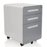 Rollcontainer COLOR PLUS I aus Metall in Weiß und Grau mit drei Schubladen und Rollen von hjh OFFICE
