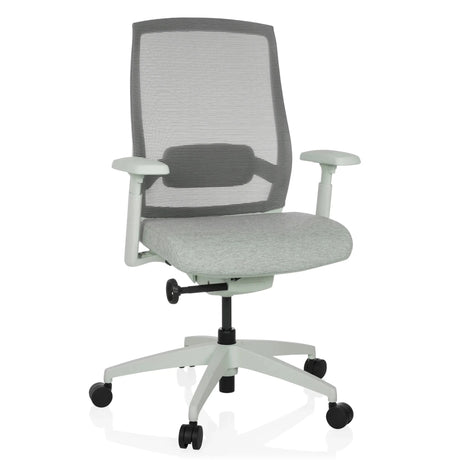 Ammattitason toimistotuoli COLORE frostharmaana verkkoselkänojalla ja käsinojilla, valmistaja hjh OFFICE