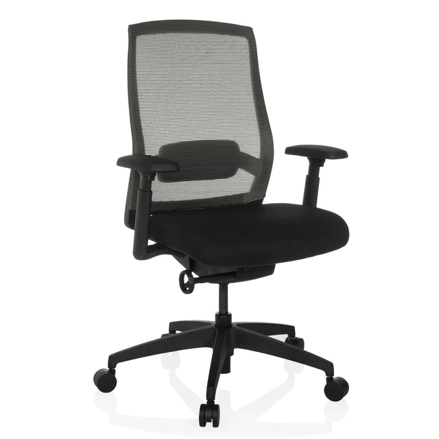 Musta Ammattitason toimistotuoli COLORE verkkoselkänojalla ja käsinojilla, valmistaja hjh OFFICE