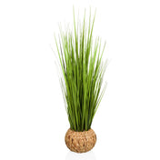 Tekokasvi CORTADERIA vihreänä punotussa luonnonmateriaalista valmistetussa ruukussa, valmistaja hjh OFFICE