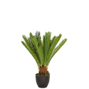 Vihreä Tekokasvi CYCAS saniaisen kaltaisilla lehdillä mustassa ruukussa, valmistaja hjh OFFICE
