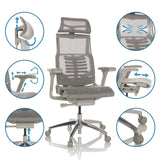 High End -toimistotuoli POFIT G GEN2 vaaleanharmaana eri säätömahdollisuuksilla, valmistaja hjh OFFICE