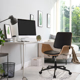 Schwarzer Home-Office-Bürostuhl CENCA II mit hölzernen Armlehnen und Rollen von hjh LIVING