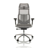 Vaaleanharmaa High End -toimistotuoli POFIT GEN2 verkkoselkänojalla ja viisipisteisellä jalustalla, valmistaja hjh OFFICE – 360 asteen näkymä (etunäkymä 0°)