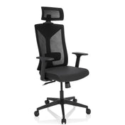 Profi-Bürostuhl KODIAK in Schwarz mit Netzrücken, Kopfstütze und Armlehnen von hjh OFFICE