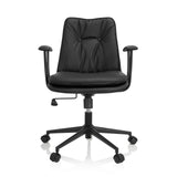 Musta Home Office -toimistotuoli SMALLO pehmusteella ja viisisakaraisella rullajalustalla, valmistaja hjh OFFICE – 360 asteen näkymä (etunäkymä 0°)