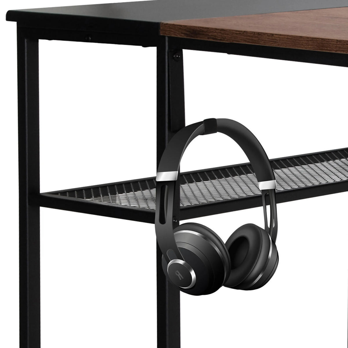 Kuulokkeet WORKSPACE H I-kirjoituspöydän tasolla, väri musta-ruskea, valmistaja hjh OFFICE