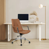 Home Office -toimistotuoli SARANTO II värisävyssä camel, käsinojilla ja kromijalalla, valmistaja hjh OFFICE