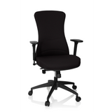 Musta Ammattitason toimistotuoli OFFICE XT PRO käsinojilla ja viisipisteisellä rulla-alustalla, valmistaja hjh OFFICE – 360 asteen näkymä (etunäkymä 20°)