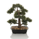Vihreä Tekokasvi BONSAI bonsain muodossa mustassa ruukussa kivillä, valmistaja hjh OFFICE – 360 asteen näkymä (sivuprofiili 90°)