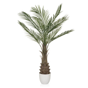 Vihreä Tekokasvi DRACAENA viuhkamaisilla palmunlehdillä valkoisessa ruukussa, valmistaja hjh OFFICE