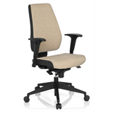 Beige Ammattitason toimistotuoli PRO-TEC 500 käsinojilla ja mustalla viisipyöräisellä jalustalla, valmistaja hjh OFFICE – 360 asteen näkymä (etuviistonäkymä 40°)
