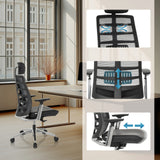 High End -toimistotuoli SPINIO ELITE L-tuolin säädettävä selkänoja ja istuin, valmistaja hjh OFFICE