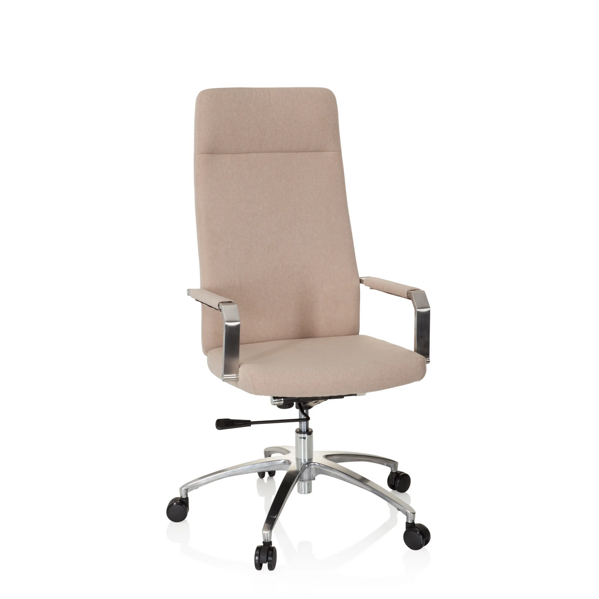 Beige Home Office -toimistotuoli SARANTO PLUS I käsinojilla ja viisipisteisellä rullajalustalla, valmistaja hjh OFFICE – 360 asteen näkymä (etunäkymä 20°)