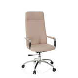 Beige Home Office -toimistotuoli SARANTO PLUS I käsinojilla ja viisipisteisellä rullajalustalla, valmistaja hjh OFFICE – 360 asteen näkymä (etunäkymä 20°)
