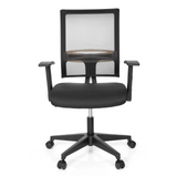 Musta Home Office -toimistotuoli OFFICE R8 verkkoselkänojalla ja viisisakaraisella jalustalla, valmistaja hjh OFFICE – 360 asteen näkymä (etunäkymä 0°)