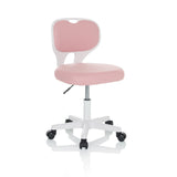Vaaleanpunainen Lasten pyörivä tuoli KIDDY TOP W valkoisella rungolla ja viisipyöräisellä jalustalla, valmistaja hjh OFFICE – 360 asteen näkymä (etuviistonäkymä 30°)